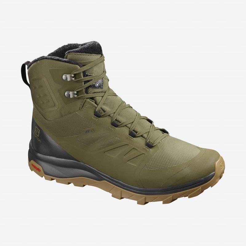 Bottes Hiver Salomon Homme Vert Olive / Noir - Salomon OUTBLAST TS CSWP - France (1528-CSNJR)